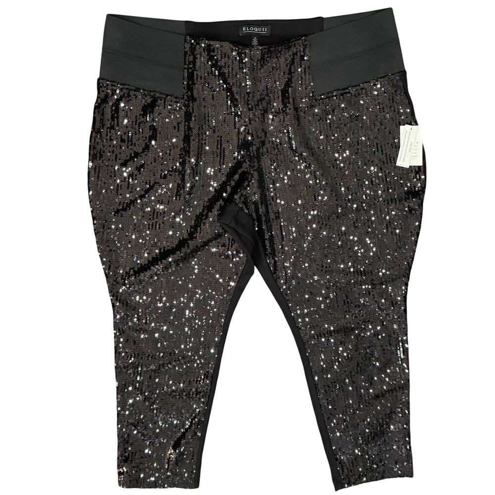 Eloquii Black Miracle Flawless Sequin High Rise Ponte Leggings Pants size 28 NEW